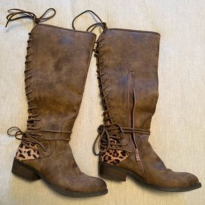 Knee High Leopard Print Boots